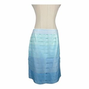 J. McLaughlin Blue Ombre Sadie Layered Ribbon Knee-Length Skirt Sz. 6